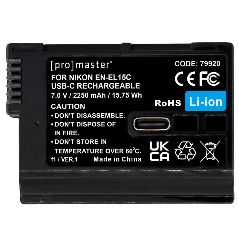 Promaster Replacement Battery EN-EL15c + USB-C (Z8/Zf/Z6III)