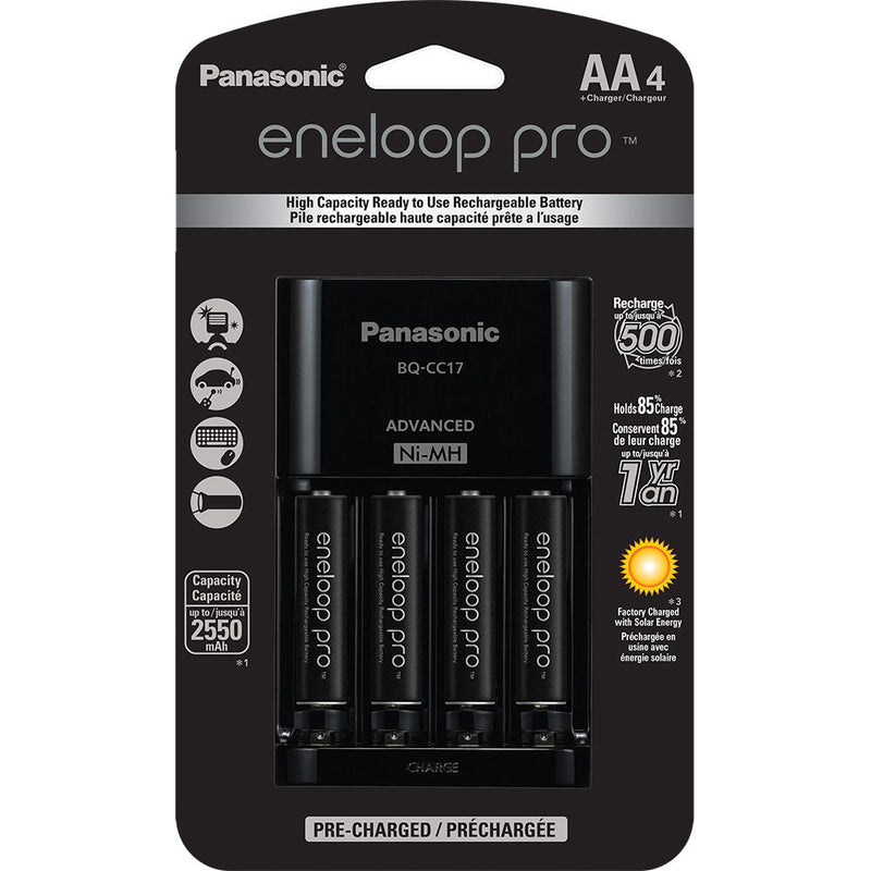 Eneloop Pro Charger with 4 AA batteries
