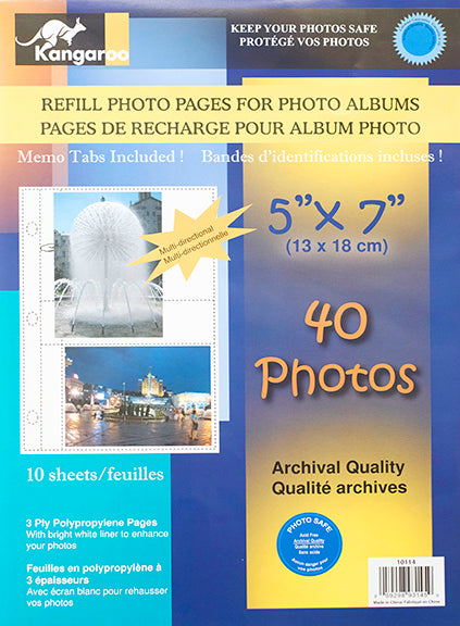 Refill pages for 5x7 photos bidirectional