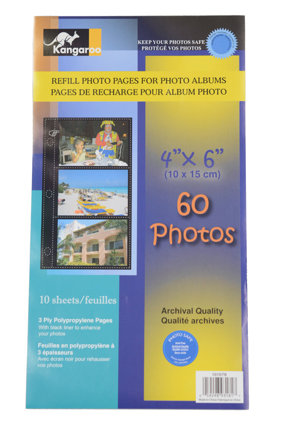 Refills pages for 4x6 photos 3-Up Black